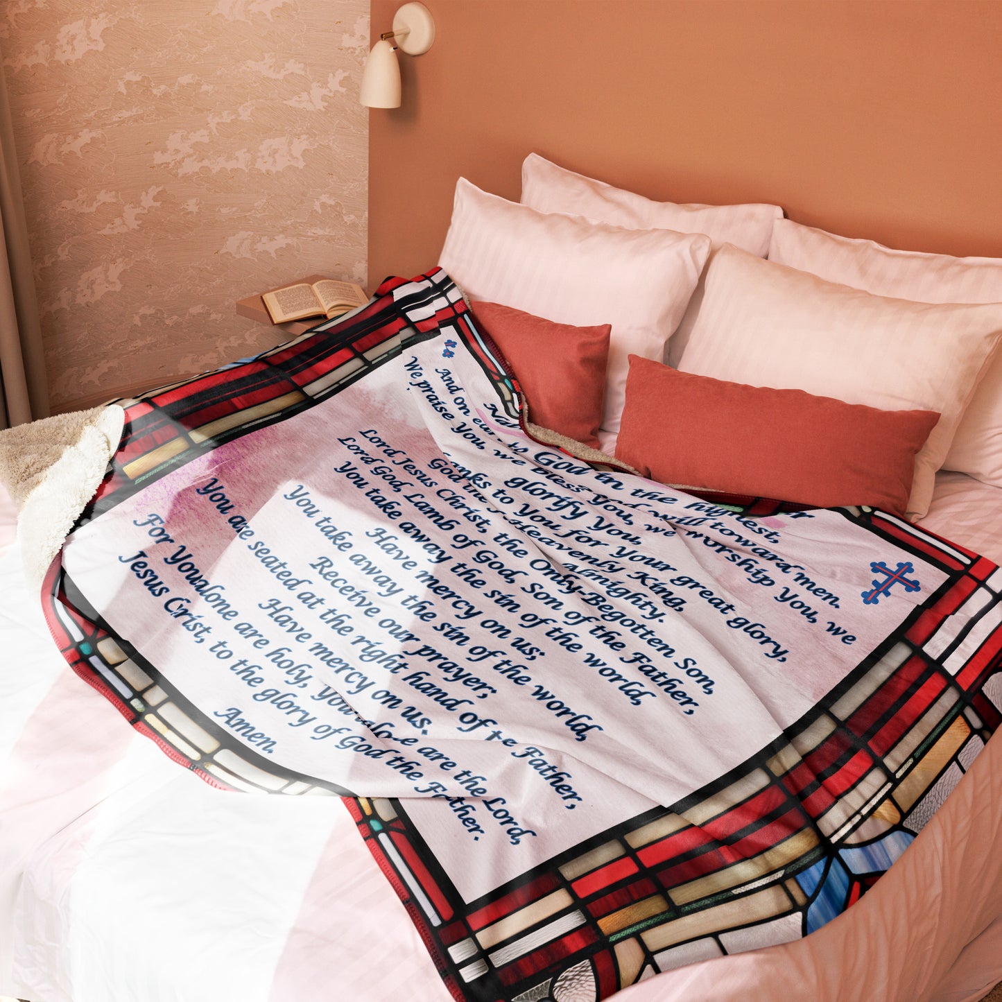 Orthodox Christmas Sherpa Blanket – Nativity of Christ Prayer, Stained Glass Design